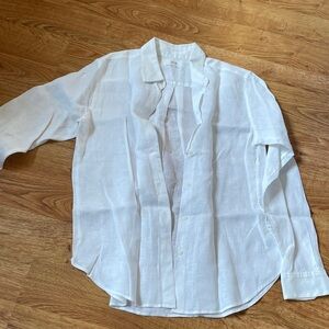 Uniqlo White Linen Button-Down Women's Shirt